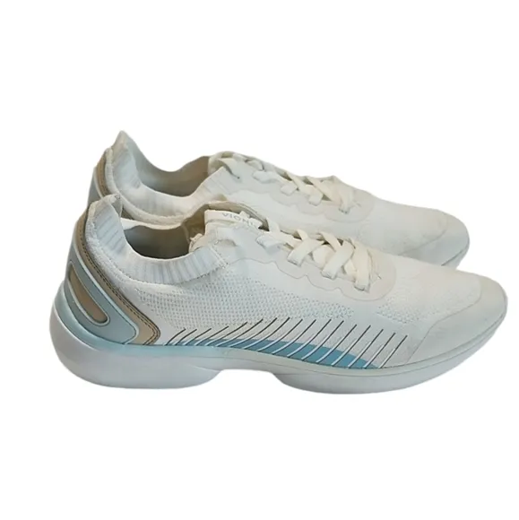 Vionic Embolden Marshmallow white pale blue knit support  sneaker Women'…