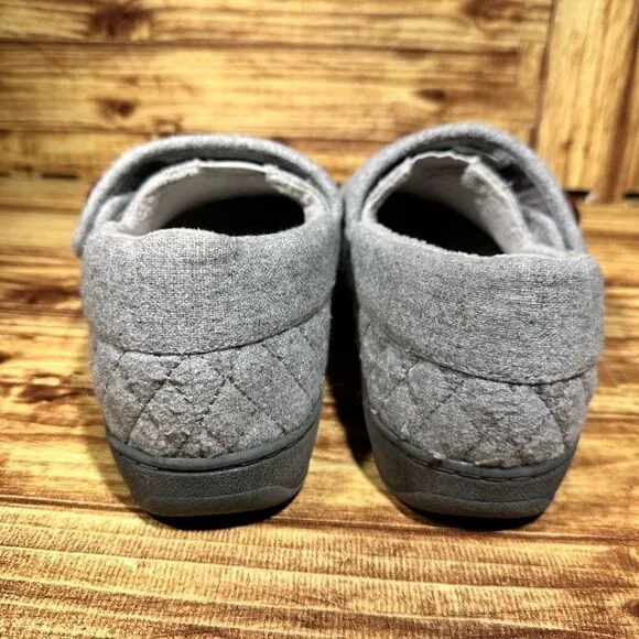Vionic Jackie Women's Gray Quilted Flannel Adjustable Supportive Slippers Size 9