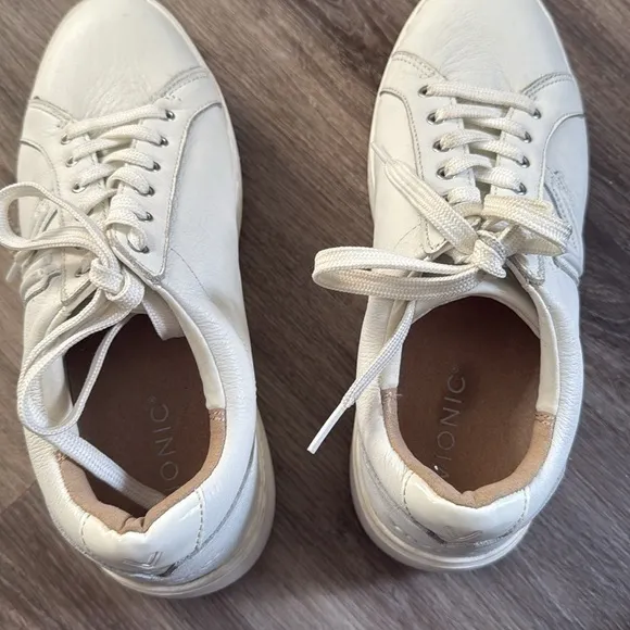 Vionic Kearny Lace Up Platform Sneaker 8.5 White Platform Leather Athletic Shoes