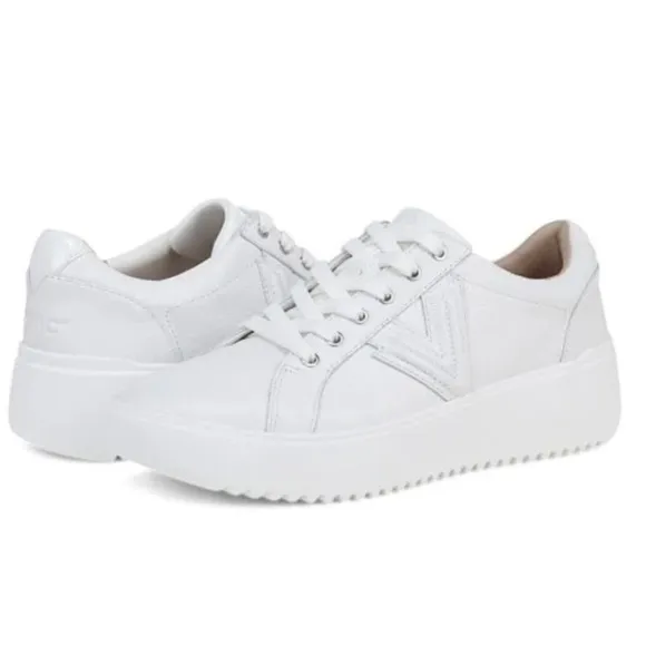 Vionic Kearny Lace Up Platform Sneaker 8.5 White Platform Leather Athletic Shoes
