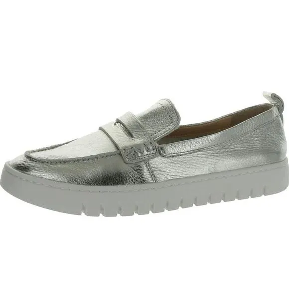 VIONIC Uptown Flats Shoes Loafers Leather Silver Comfort Size 8.5 New
