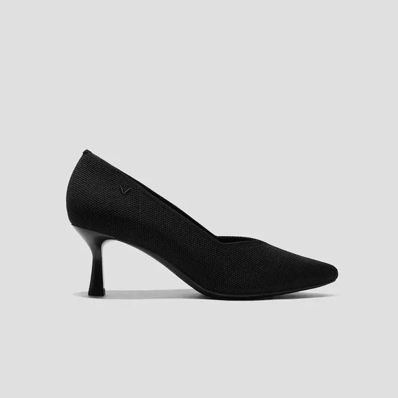 VIVAIA Black Knit Pointed Toe Pumps Kitten Heels Classic Size EU/38.5 US/7.5
