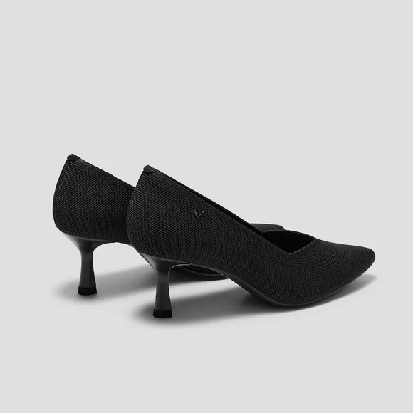 VIVAIA Black Knit Pointed Toe Pumps Kitten Heels Classic Size EU/38.5 US/7.5