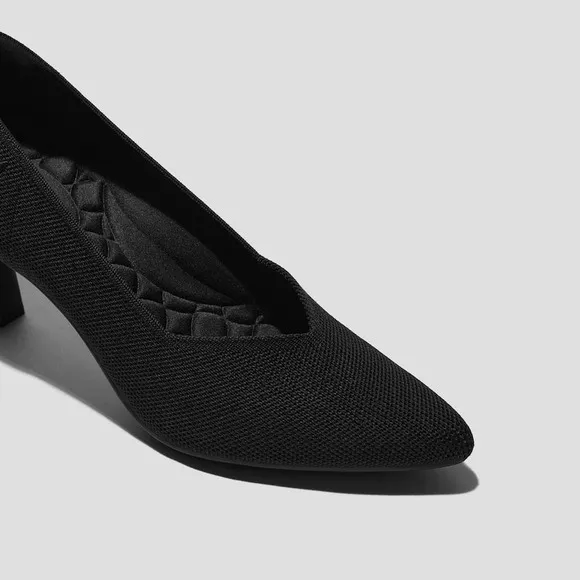 VIVAIA Black Knit Pointed Toe Pumps Kitten Heels Classic Size EU/38.5 US/7.5