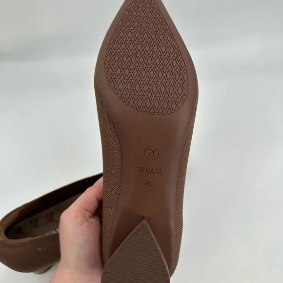Vivaia Brown Chunky Heels Square Toe Size Women’s 9 EU 40