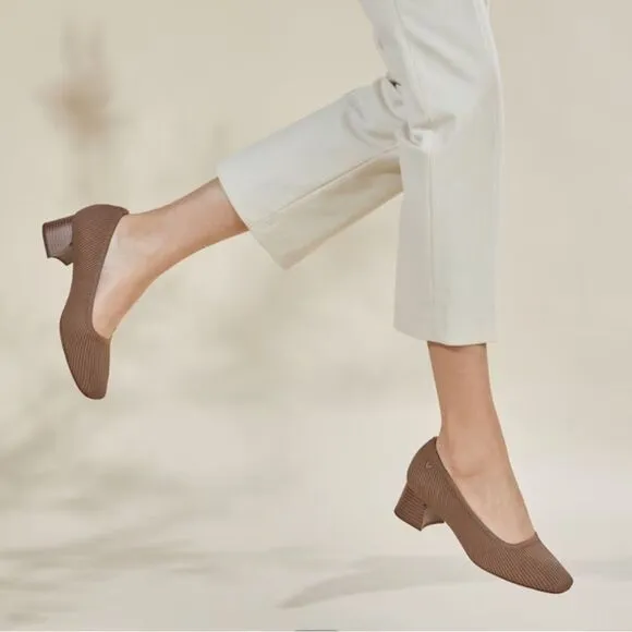 Vivaia Brown Chunky Heels Square Toe Size Women’s 9 EU 40
