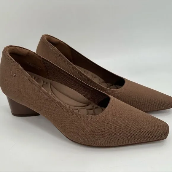 Vivaia Brown Chunky Heels Square Toe Size Women’s 9 EU 40