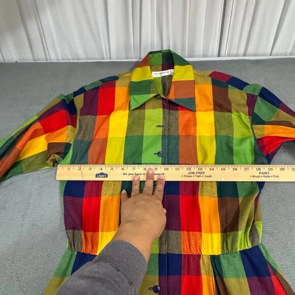VTG 80’s‎ Liz Claiborne Womens Picnic Boho Rainbow Maxi Dress Cotton Classic 6