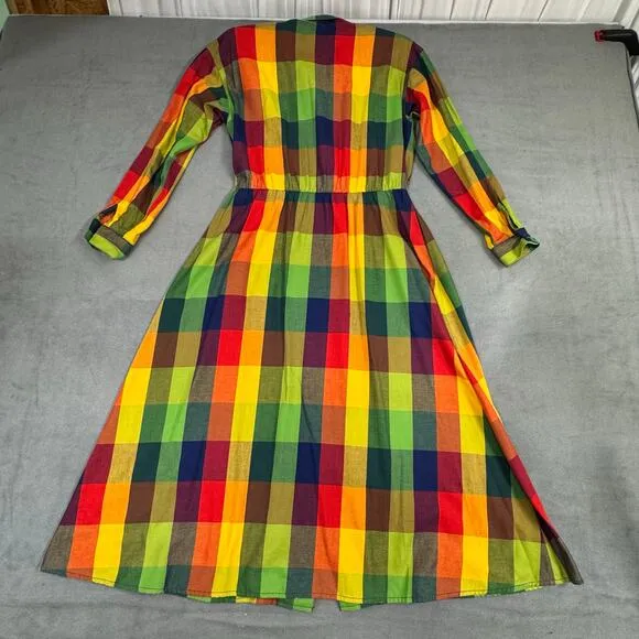 VTG 80’s‎ Liz Claiborne Womens Picnic Boho Rainbow Maxi Dress Cotton Classic 6