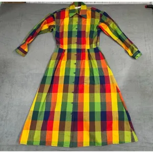 VTG 80’s‎ Liz Claiborne Womens Picnic Boho Rainbow Maxi Dress Cotton Classic 6