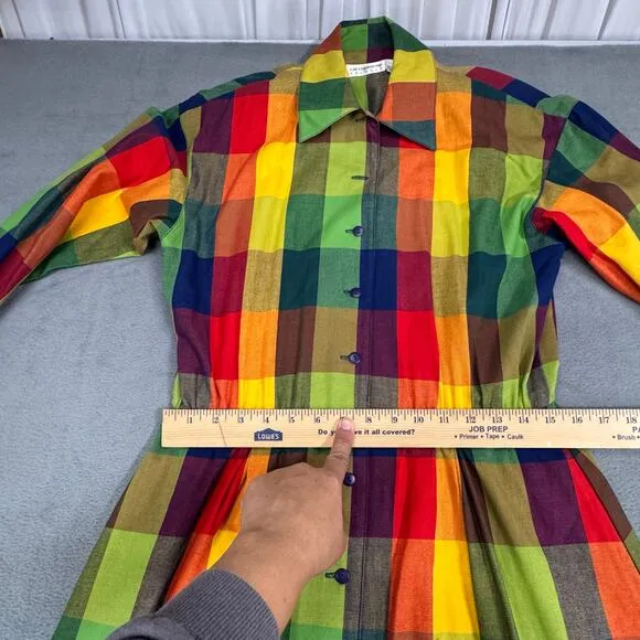 VTG 80’s‎ Liz Claiborne Womens Picnic Boho Rainbow Maxi Dress Cotton Classic 6