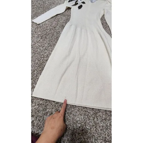 Vtg 90s Talk Of The Walk Modern Filipiniana Beaded Knit‎ Dress Sz 10 USA Made