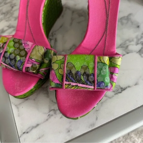 VTG Kate Spade Cabo Platform Wedge Sandals with Floral Print Size 9