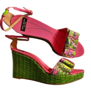 VTG Kate Spade Cabo Platform Wedge Sandals with Floral Print Size 9