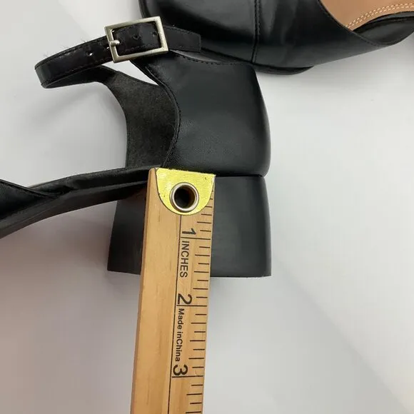 VTG Naturalizer 8.5 Y2K Mary Janes Black Leather Patchwork Shoes Square Toe