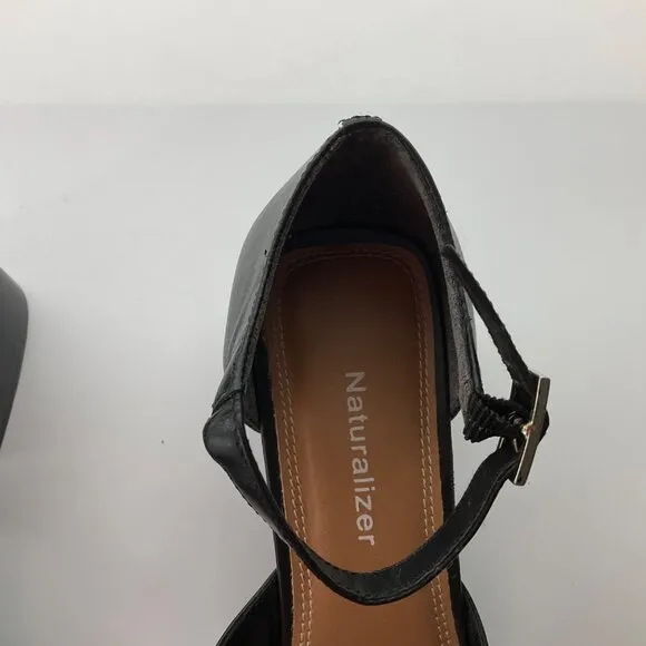 VTG Naturalizer 8.5 Y2K Mary Janes Black Leather Patchwork Shoes Square Toe