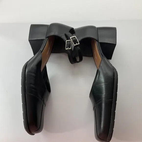 VTG Naturalizer 8.5 Y2K Mary Janes Black Leather Patchwork Shoes Square Toe