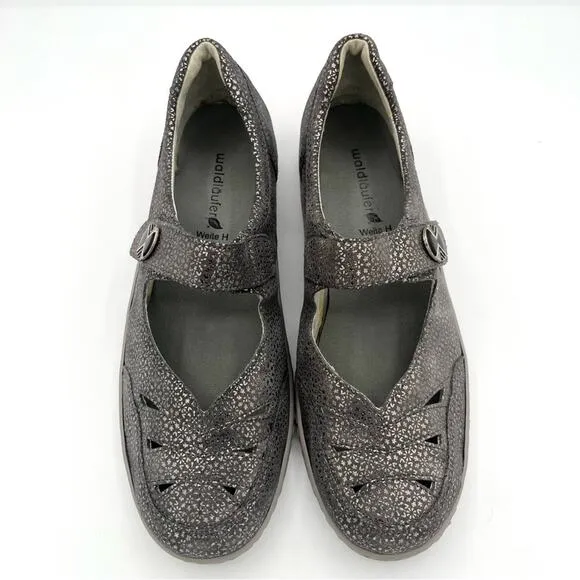 Waldraufer Jacee leather comfort Shoes mary janes Cement tago Print Grey Sz 10