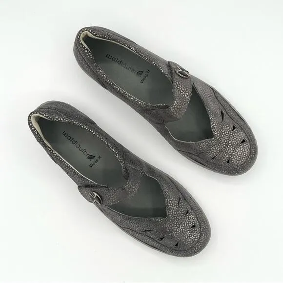 Waldraufer Jacee leather comfort Shoes mary janes Cement tago Print Grey Sz 10