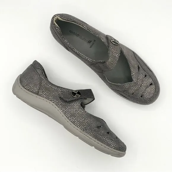 Waldraufer Jacee leather comfort Shoes mary janes Cement tago Print Grey Sz 10