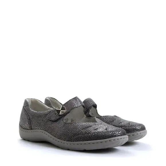 Waldraufer Jacee leather comfort Shoes mary janes Cement tago Print Grey Sz 10