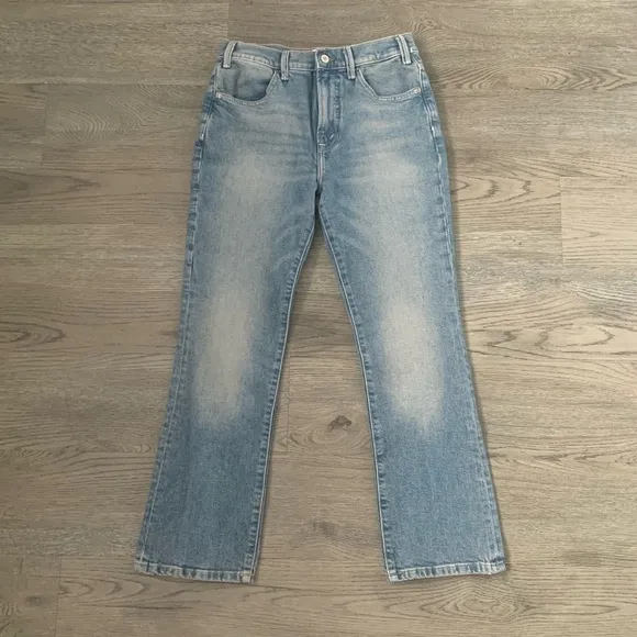 We The Free Low Maintenance Mid-Rise Flare Jeans - Size 27 - Peach Blossom Blue