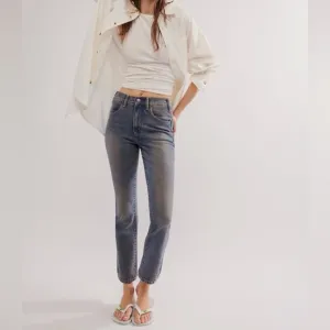 We The Free Low Maintenance Mid-Rise Flare Jeans - Size 27 - Peach Blossom Blue