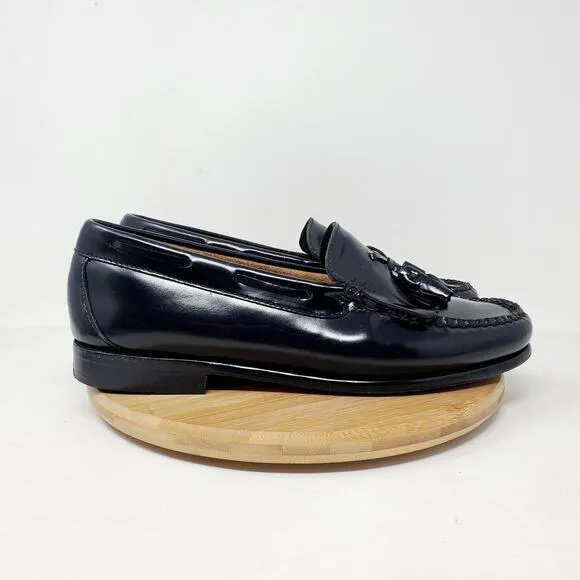 Weejuns Bass Loafer Shoe Women 9 WIDE Black Patent Leather Slip On Moc Toe Penny
