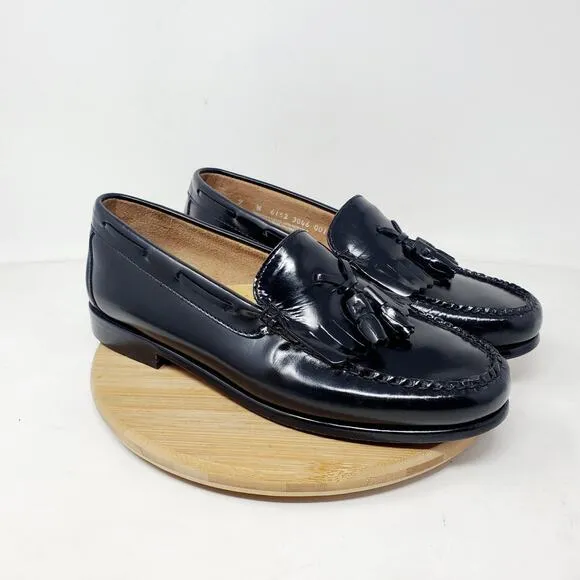 Weejuns Bass Loafer Shoe Women 9 WIDE Black Patent Leather Slip On Moc Toe Penny