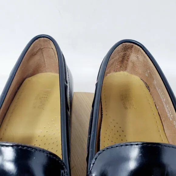 Weejuns Bass Loafer Shoe Women 9 WIDE Black Patent Leather Slip On Moc Toe Penny