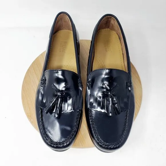 Weejuns Bass Loafer Shoe Women 9 WIDE Black Patent Leather Slip On Moc Toe Penny