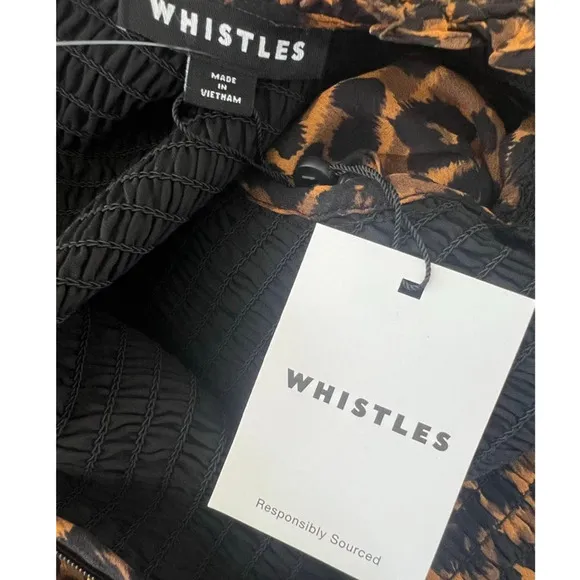 Whistles Classic Leopard Shirred Midi Dress