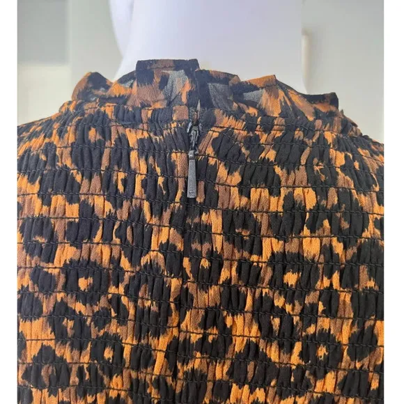 Whistles Classic Leopard Shirred Midi Dress