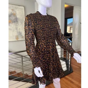 Whistles Classic Leopard Shirred Midi Dress