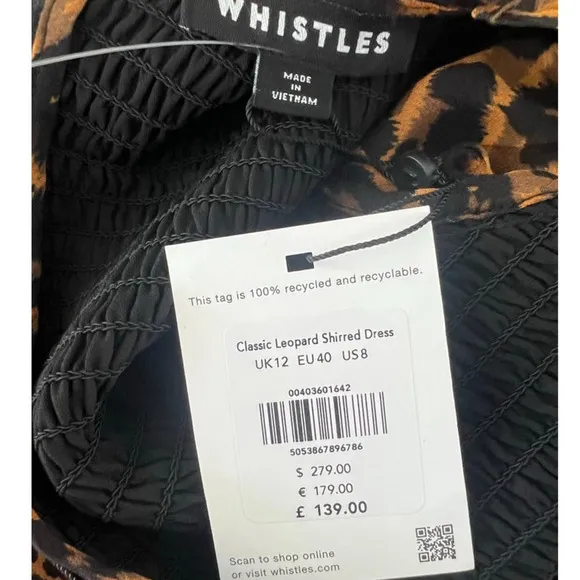 Whistles Classic Leopard Shirred Midi Dress