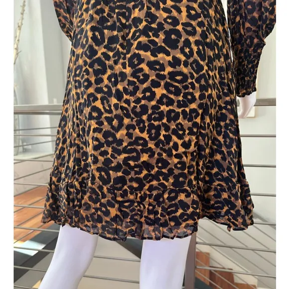 Whistles Classic Leopard Shirred Midi Dress
