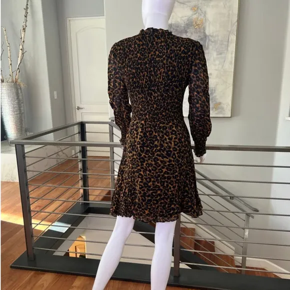 Whistles Classic Leopard Shirred Midi Dress
