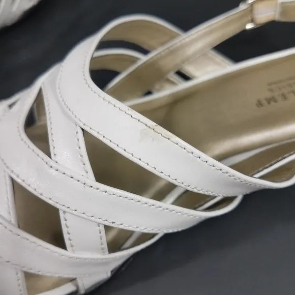 white strappy leather sandals size 11 Wide