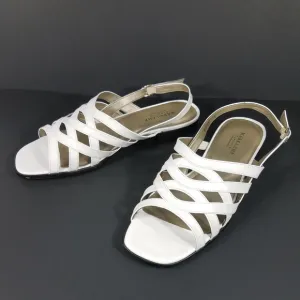 white strappy leather sandals size 11 Wide
