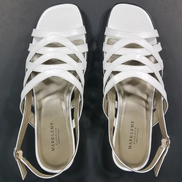 white strappy leather sandals size 11 Wide