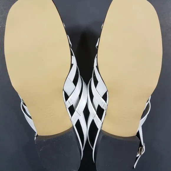 white strappy leather sandals size 11 Wide
