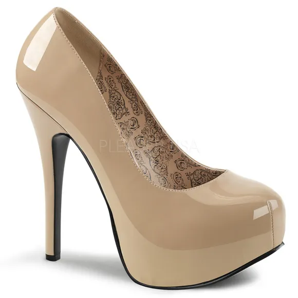 Wide Width Stiletto High Heel Shoes Platform Tan