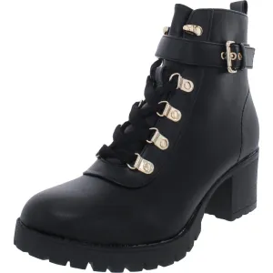 Wild Pair Womens Black Cushioned Lug Sole Hillari Round Toe Lace-Up Hiking Boots 10 M