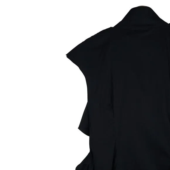 Willow Womens 4 Midi Black Dress Button Front Modern Minimal Sleeveless Corpcore