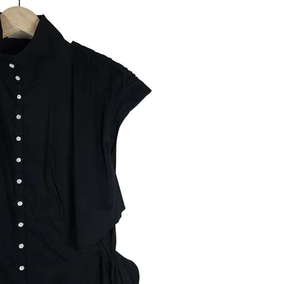 Willow Womens 4 Midi Black Dress Button Front Modern Minimal Sleeveless Corpcore