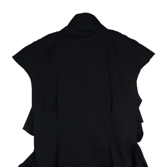Willow Womens 4 Midi Black Dress Button Front Modern Minimal Sleeveless Corpcore