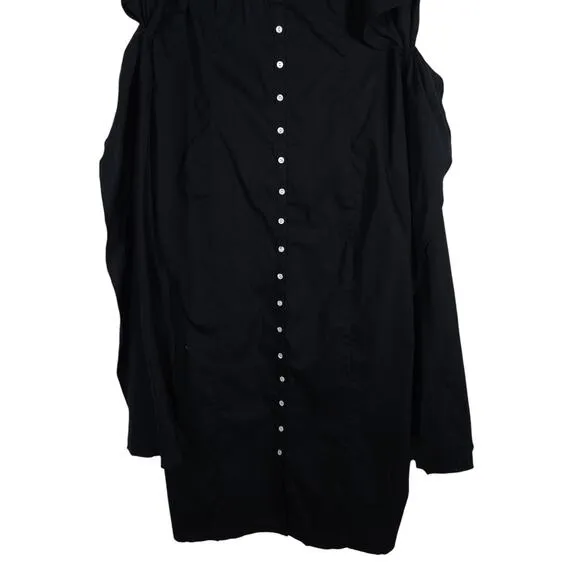 Willow Womens 4 Midi Black Dress Button Front Modern Minimal Sleeveless Corpcore