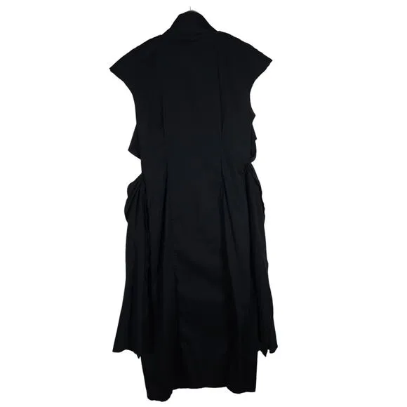 Willow Womens 4 Midi Black Dress Button Front Modern Minimal Sleeveless Corpcore