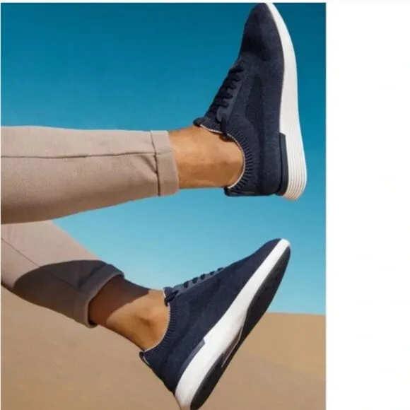Wolf &amp; Shepherd SupremeKnit Lace-up Trainer Sneakers in Navy Blue 11