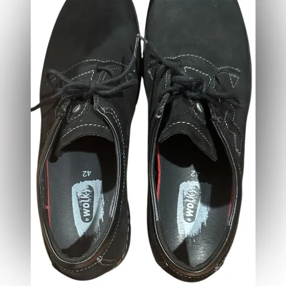 WOLKY Black Suede Leather Platform Sneakers Shoes EU size 42/US 10.5